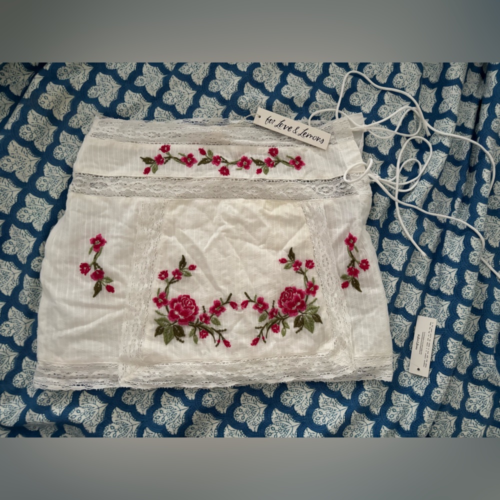 NWT For Love And Lemons Jolene Mini Skirt Pink Floral